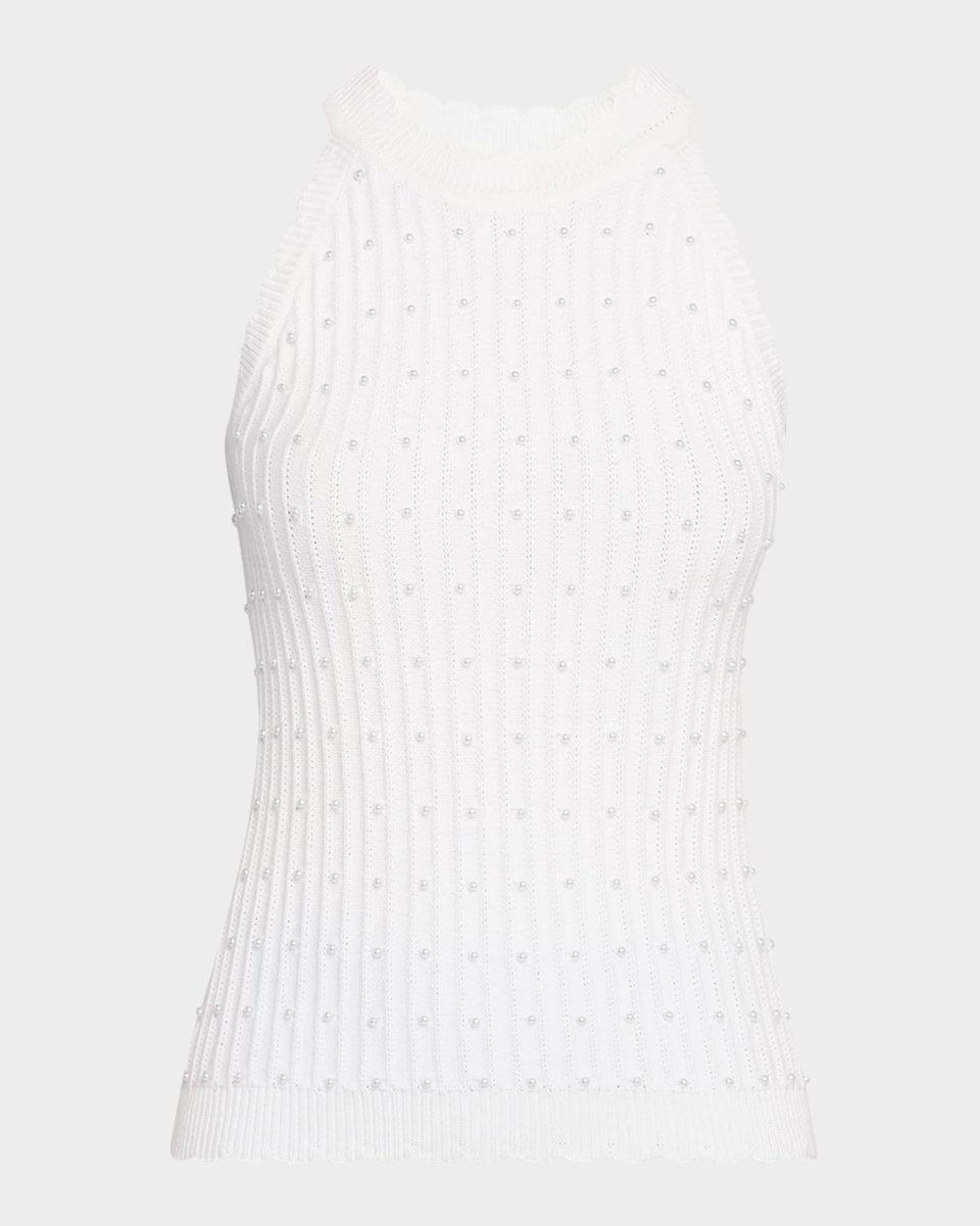 The Lima Beaded Rib Knit Halter Top